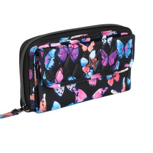 Lug Kickflip SE Convertible RFID Wallet Watercolor Butterflies - Picture 2 of 12
